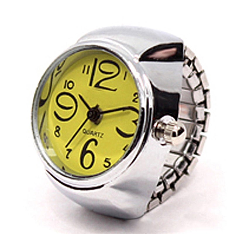 Generic Silver Floral Ring Watch Stylish Personalized Yellow 