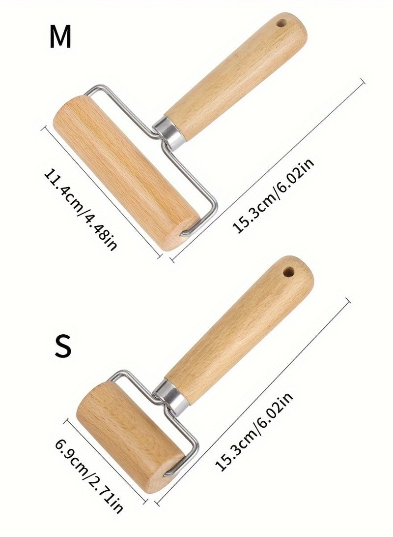 Wooden Rolling Pin, Stainless Steel T-Shaped Dough Roller, Single-Handed Effort-Saving Pastry Rolling Pin for Dumpling Wrappers, Baozi Skin, Kitchen Baking Tool - Image 5