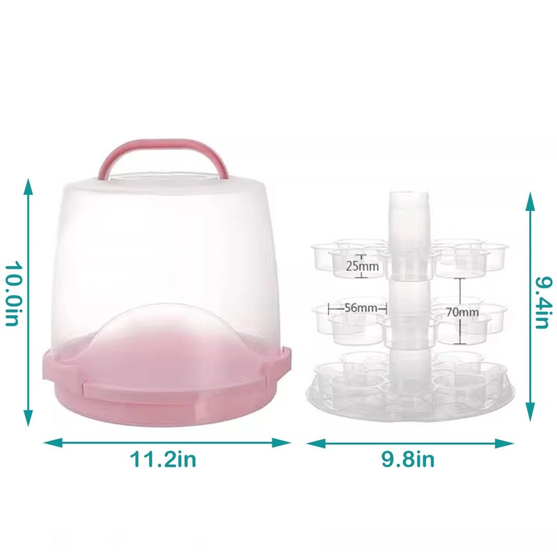 HomDSim Cake Carrier Round Cake Stand Plus Height Cake Container with Cupcakes Pad, Handle, Lid Reusable Package Box for Transporting Desserts,Pie,Toast,Fruit (10" White) - Image 4