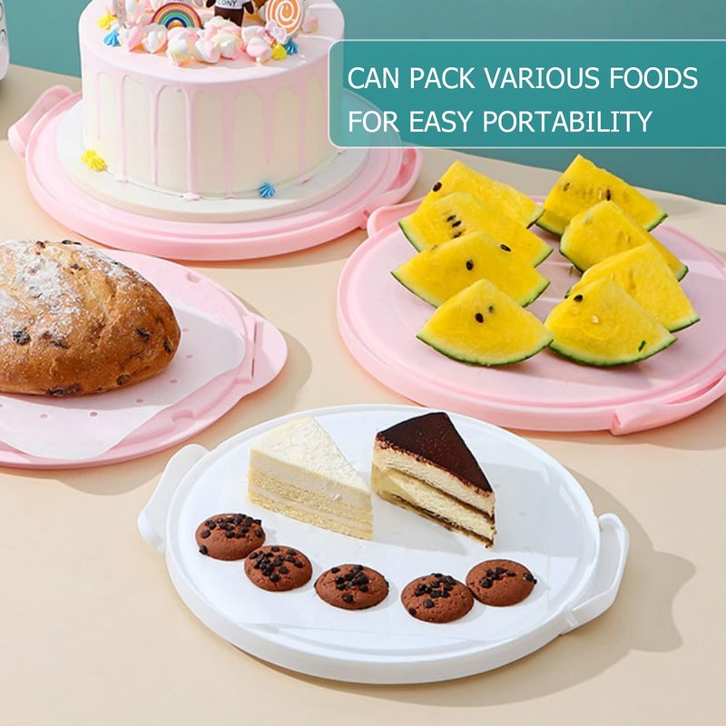 HomDSim Cake Carrier Round Cake Stand Plus Height Cake Container with Cupcakes Pad, Handle, Lid Reusable Package Box for Transporting Desserts,Pie,Toast,Fruit (10" White) - Image 3
