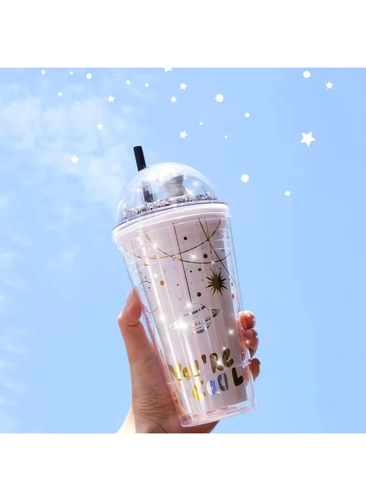 Funcart Funcart Astronaut Water Sipper Tumbler Glass with Straw-White  - Image 2
