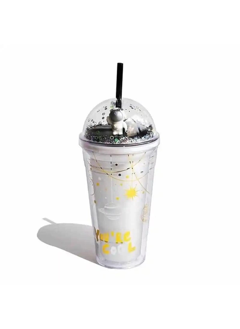 Funcart Funcart Astronaut Water Sipper Tumbler Glass with Straw-White  - Image 1
