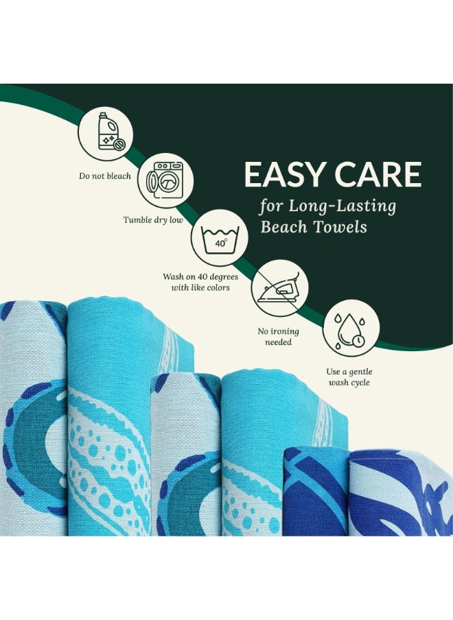 Cloud Scape Linen 100% Cotton Beach Towels Set of 4, 39x71 inches, Quick Dry and Highly Absorbent Towels,Coral Beach  - Image 5