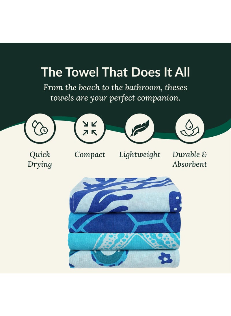 Cloud Scape Linen 100% Cotton Beach Towels Set of 4, 39x71 inches, Quick Dry and Highly Absorbent Towels,Coral Beach  - Image 3
