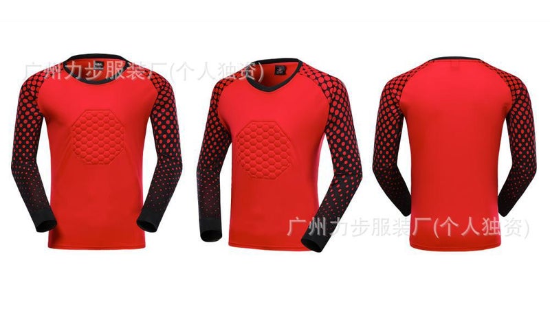 Generic Football clothing goalkeepers general clothing suit adult childrens dragon gate training clothing long sleeve trousers jersey knee pad printing Red top