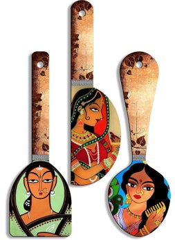 PHICAL ART Phical Art Decorative Wooden Printed Wall Spoons Set Of 3 For Home Decor  - Image 1