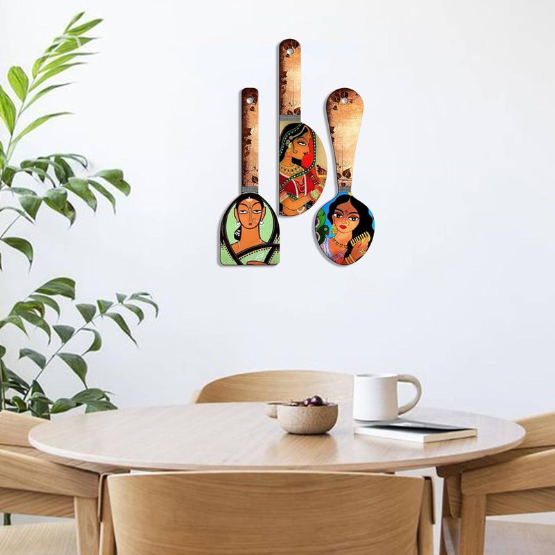 PHICAL ART Phical Art Decorative Wooden Printed Wall Spoons Set Of 3 For Home Decor - Image 3