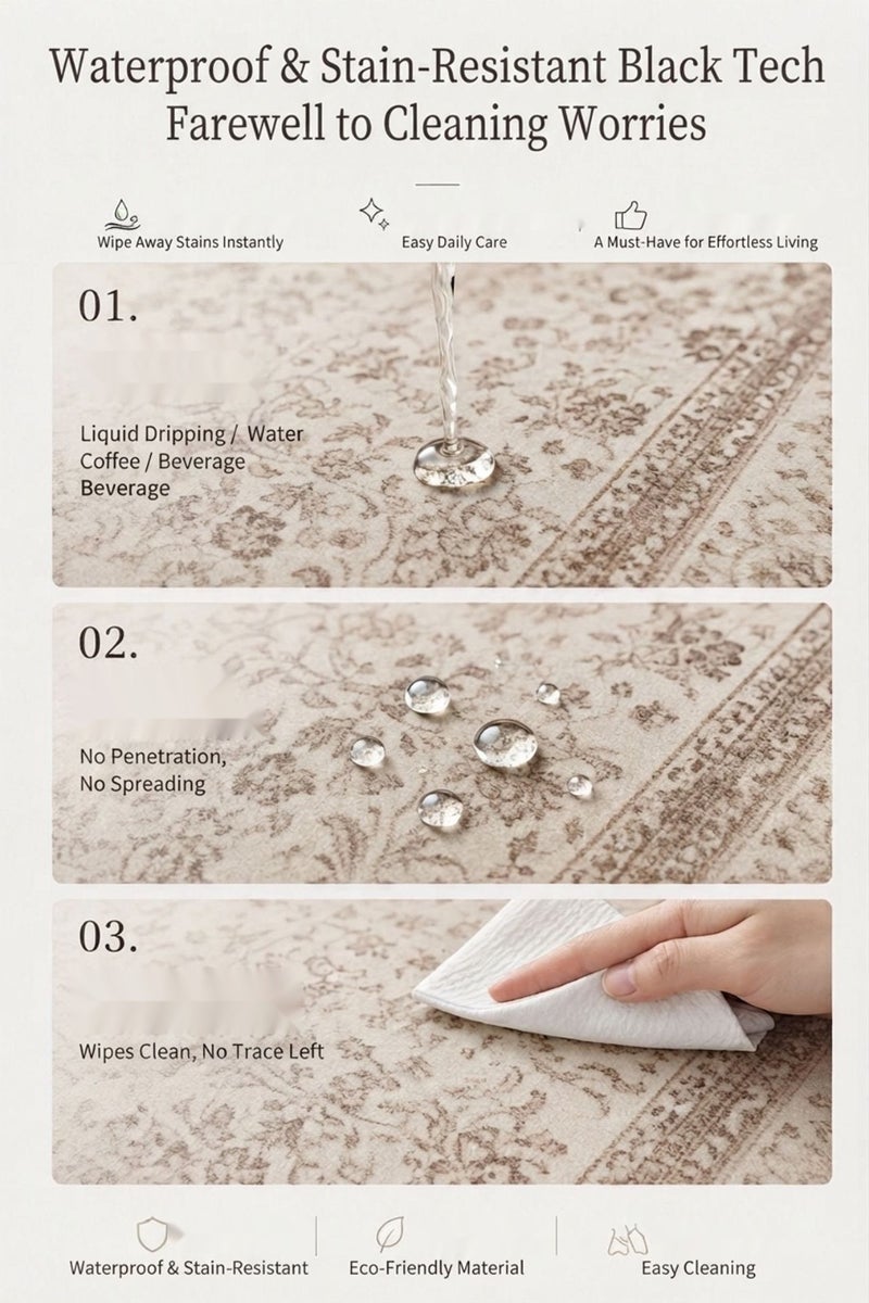 Persian Crystal Velvet Rug - Easy Care, Non-Slip, Foldable for Bedroom & Living Room - Image 2