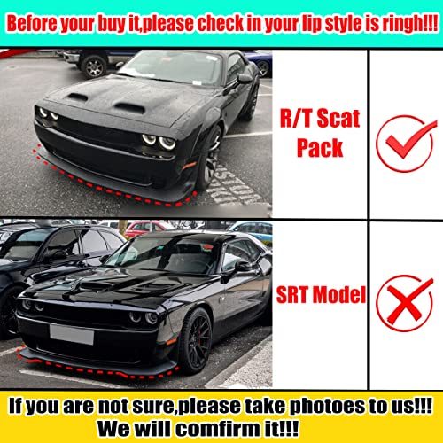 SOSEGA Front Bumper Lip Splitter Protector Cover Replacement Part for 2015-2023 Dodge Challenger Scat Pack R/T GT SRT Not for Plus,Widebody (2pcs/Set) (Red) - Image 2