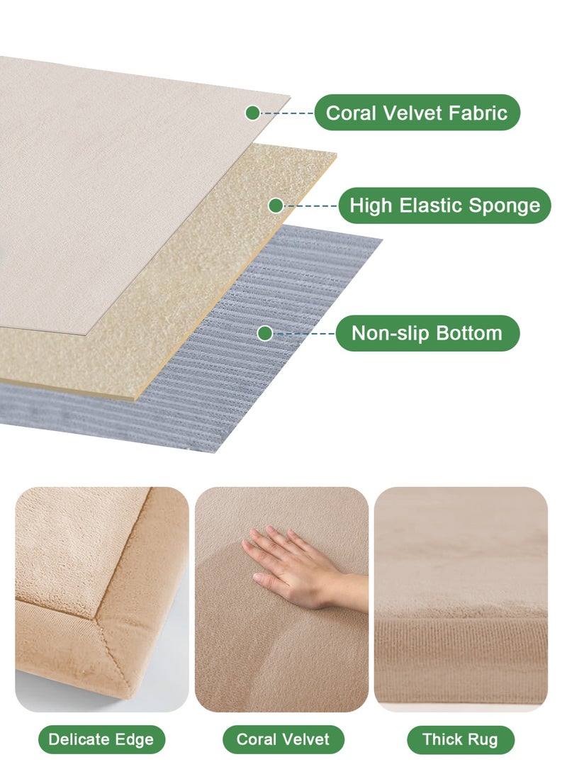 URbazaar Cloud-Soft Velvet Baby Play Mat, 200 x 180 x 2 cm, Beige, Children's Rug with High-Quality Memory Foam, Crawling Mat with Non-Slip Underside, Crawling Blanket, Children's Room Rug - Image 5