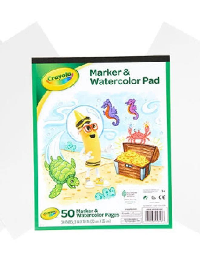 Crayola 50-Page Marker and Watercolor Pad White 25.24 x 20.32 x 0.58 cm CRA9934030002
