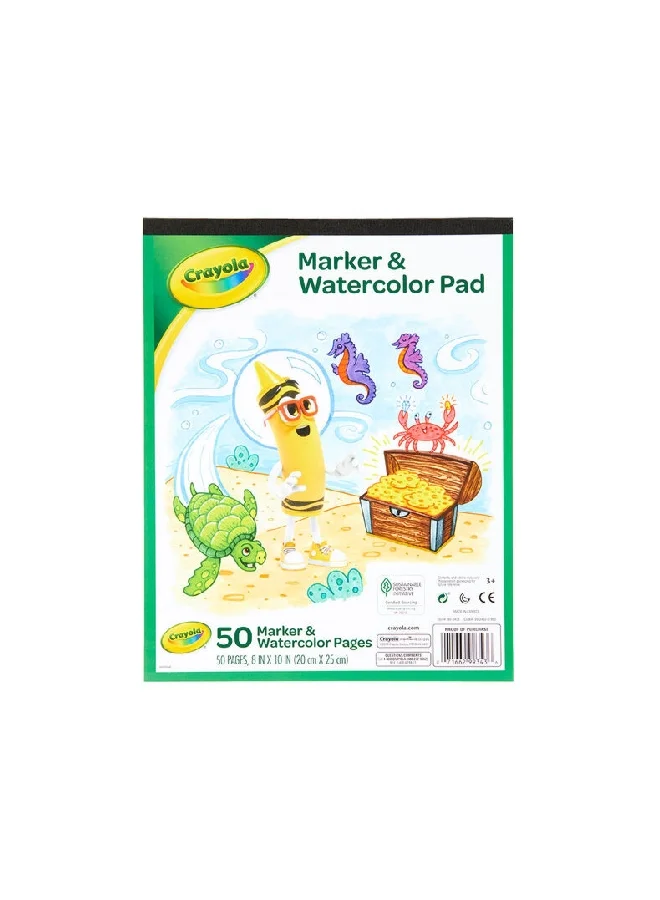 Crayola 50-Page Marker and Watercolor Pad White 25.24 x 20.32 x 0.58 cm CRA9934030002