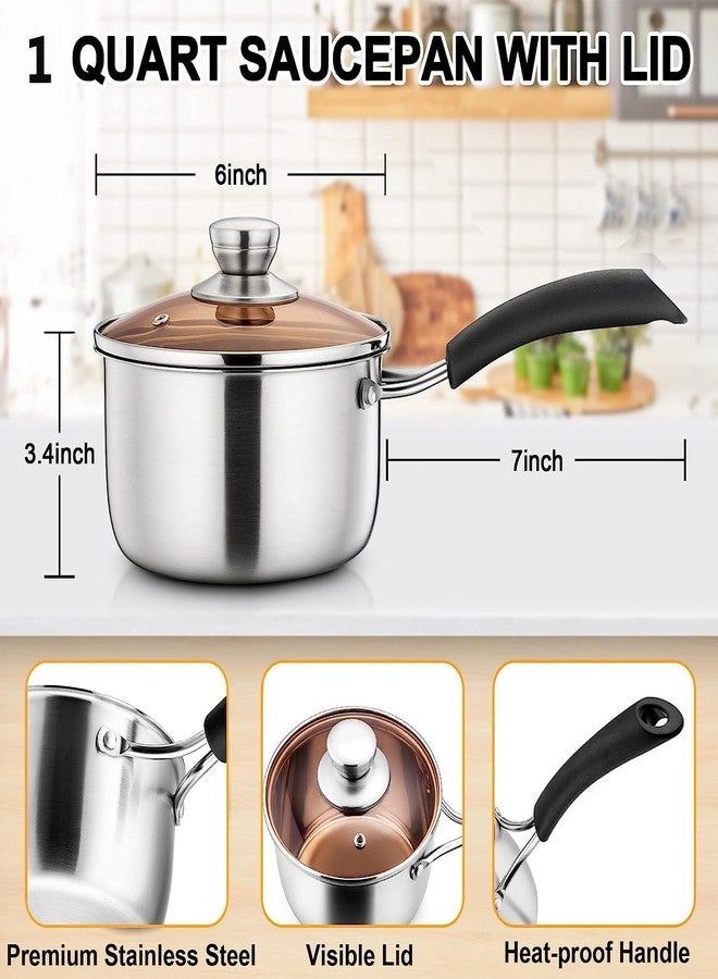 Lavnik Mini Saucepan Stainless Steel Stay Cool Handles,Saucepans, Stock Pot with Lid, for Pasta Pot, Curry Pan, Boiling Milk Pot, Sauce, Gravies, Pasta, Noodles - Image 3