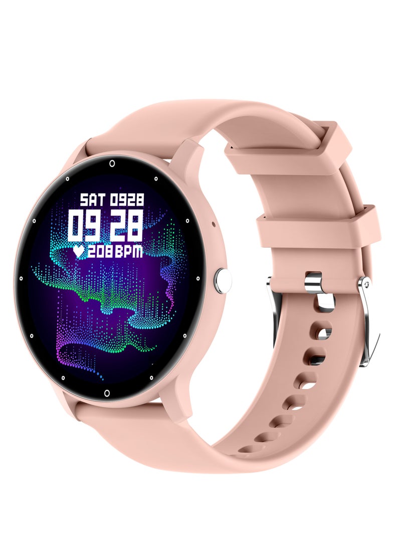 ساعة ذكية ZL02C Pro مع تتبع معدل ضربات القلب ومكالمات BT وشاشة دائرية مقاس 1.28 بوصة للجنسين (وردي) - Image 1