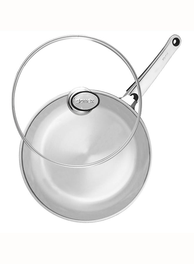 SONEX Supreme Frying Pan/Skillet 24cm (2.5 Ltr) – Stainless Steel, Glass Lid, Cool Ergonomic Handle, Sandwich Bottom, Durable Design, Dishwasher Safe, Stir Frying Pan, All Stoves Compatible - Image 3