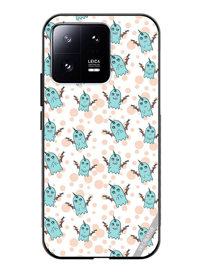 VR CREATIVE Protective Case Cover For Xiaomi 13 White Background, Pattern Cute Blue Monsters, Emotions Stickers Design Multicolour - Image 1