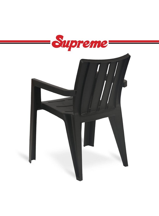 Supreme chairs Supreme chairs Kent Mid Back Modern Plastic Chair with Arm for Living Room, Dining Room, Garden and Office, Weight Bearing Capacity- 200kg (Color: Jet Black | Set of 2) - Image 4