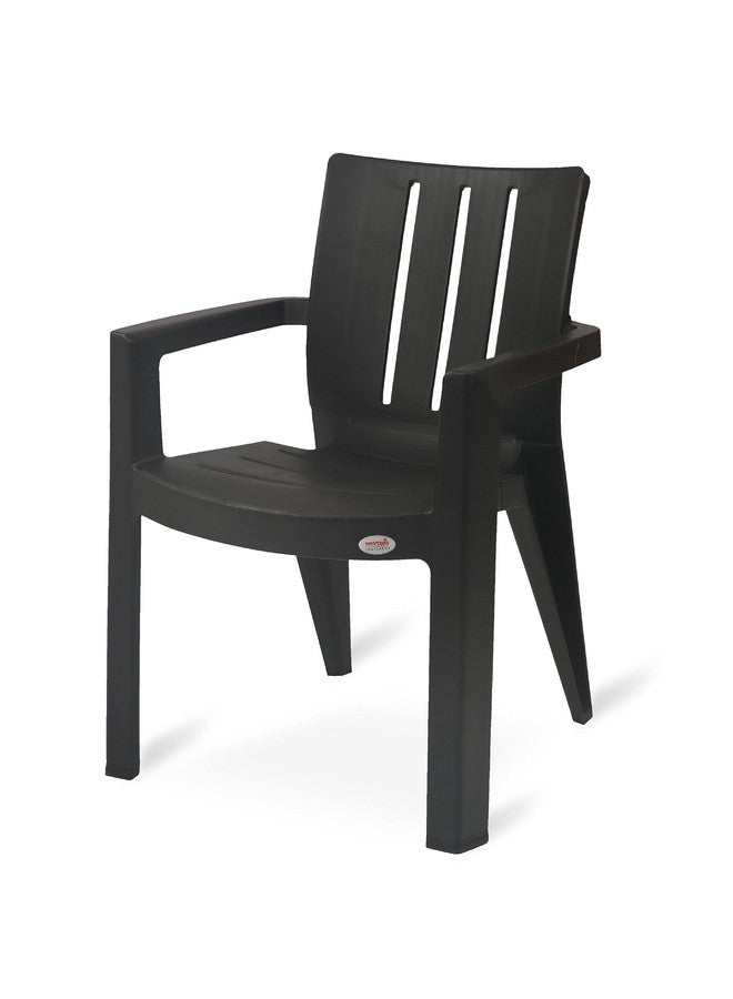 Supreme chairs Supreme chairs Kent Mid Back Modern Plastic Chair with Arm for Living Room, Dining Room, Garden and Office, Weight Bearing Capacity- 200kg (Color: Jet Black | Set of 2) - Image 2