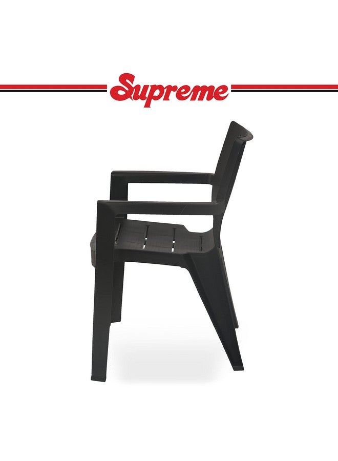 Supreme chairs Supreme chairs Kent Mid Back Modern Plastic Chair with Arm for Living Room, Dining Room, Garden and Office, Weight Bearing Capacity- 200kg (Color: Jet Black | Set of 2) - Image 3