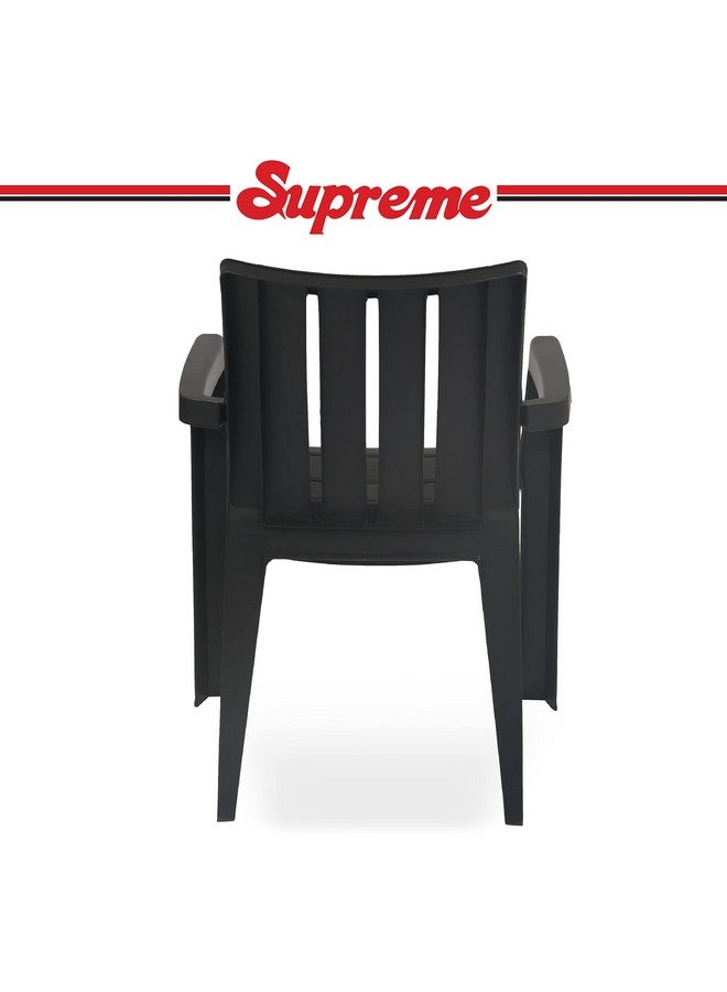 Supreme chairs Supreme chairs Kent Mid Back Modern Plastic Chair with Arm for Living Room, Dining Room, Garden and Office, Weight Bearing Capacity- 200kg (Color: Jet Black | Set of 2) - Image 5