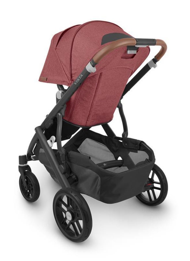 UPPAbaby Vista V2 Stroller Convertible Single To Double System/Bassinet, Toddler Seat, Bug Shield, Rain Shield, And Storage Bag Included Lucy (Rosewood Melange/Carbon Frame/Saddle Leather)  - Image 2