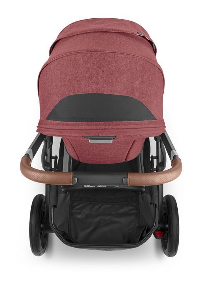 UPPAbaby Vista V2 Stroller Convertible Single To Double System/Bassinet, Toddler Seat, Bug Shield, Rain Shield, And Storage Bag Included Lucy (Rosewood Melange/Carbon Frame/Saddle Leather)  - Image 3