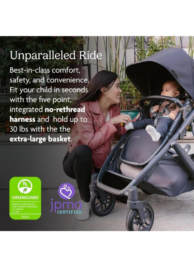 UPPAbaby - Vista V2 Stroller Convertible Single To Double System/Bassinet, Toddler Seat, Bug Shield, Rain Shield, And Storage Bag Included Lucy (Rosewood Melange/Carbon Frame/Saddle Leather) - Image 1