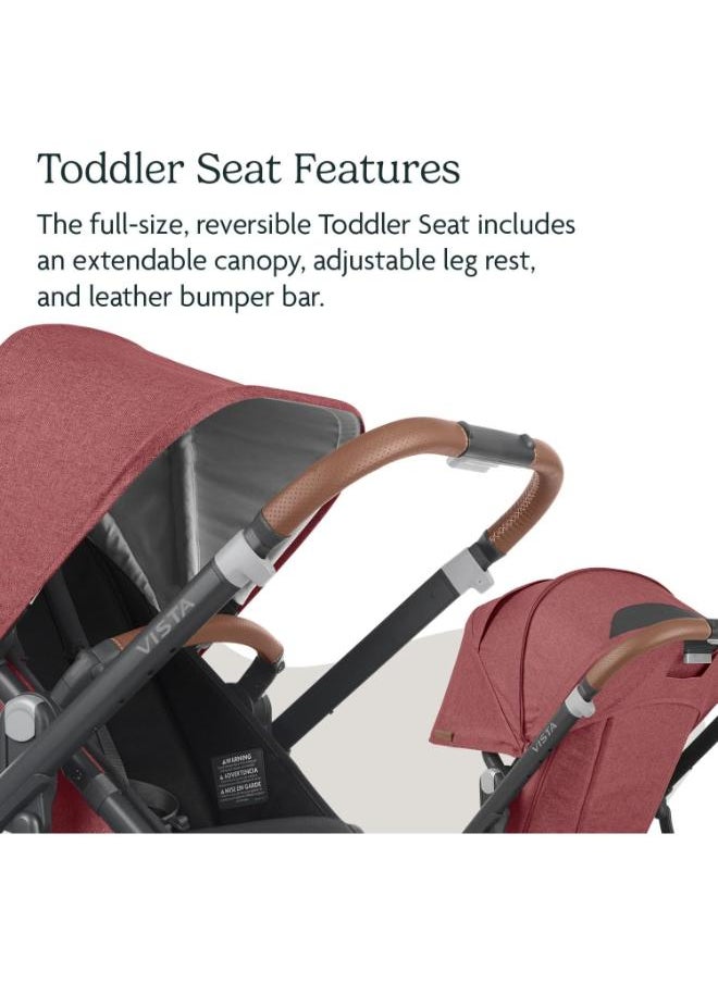 UPPAbaby - Vista V2 Stroller Convertible Single To Double System/Bassinet, Toddler Seat, Bug Shield, Rain Shield, And Storage Bag Included Lucy (Rosewood Melange/Carbon Frame/Saddle Leather) - Image 1