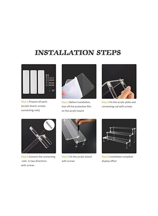 The Bros Acrylic Display Rack Risers, 3-Tier Transparent Display Stand Ladder Display Rack Cartoon Jewelry Display Rack for Collections, Tabletop Figures Acrylic Display Stand for Decoration Organizer  - Image 5
