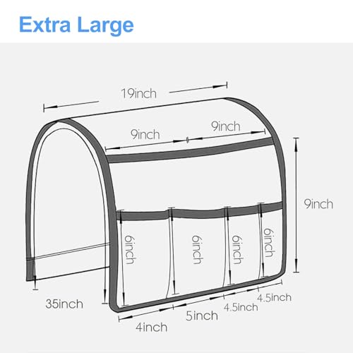 Iwtmm Armrest Caddy Organizer Storage Holder for Couch Sofa Armchair Fit Magazine, Reading Glasses, Books, TV Remote Control, Cell Phone, iPad, 19x35 Inches, Black - Image 5