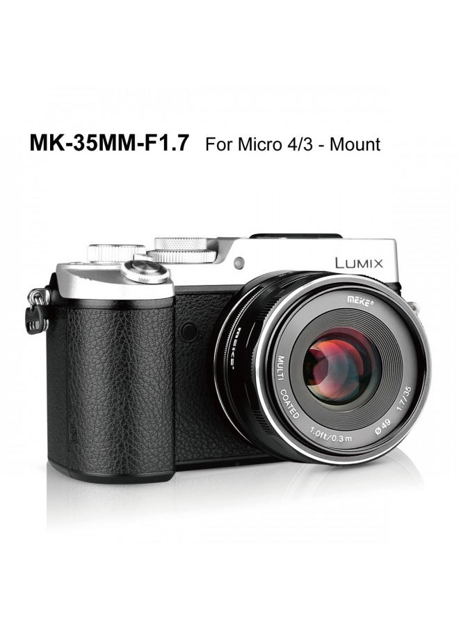Meike - Meike 35Mm F1.7 Manual Focus Prime Lens For Micro 4/3 Mft M4/3 Compatible With Olympus And Panasonic Mirrorless Cameras Gh4 Gh5 Gh6 Om-1 - Image 1