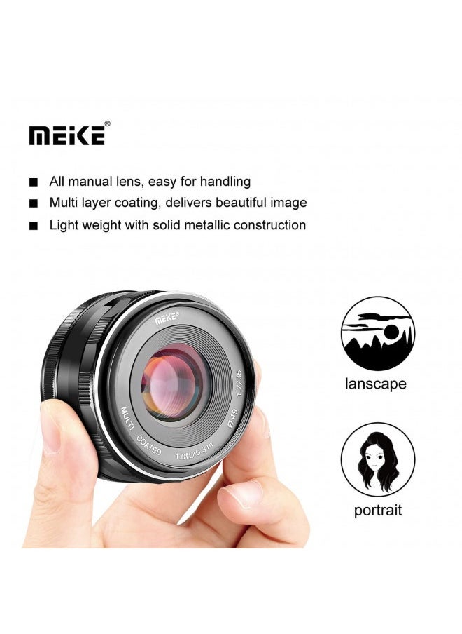 Meike - Meike 35Mm F1.7 Manual Focus Prime Lens For Micro 4/3 Mft M4/3 Compatible With Olympus And Panasonic Mirrorless Cameras Gh4 Gh5 Gh6 Om-1 - Image 1