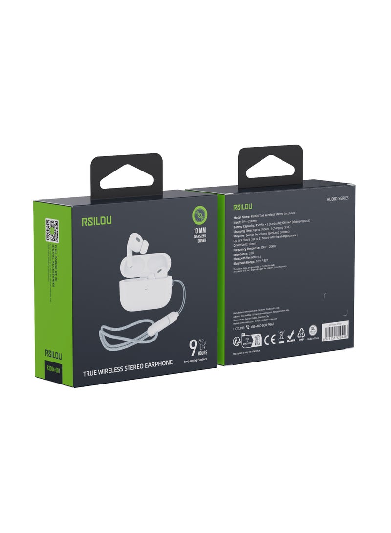 rsilou R3004-001 AirPlus Lite TWS Bluaetooth Earbuds, Smart capacitive in-ear detection, high-safety steel button battery, longer-lasting, fast charging, master-level tuning for original sound, white  - Image 2