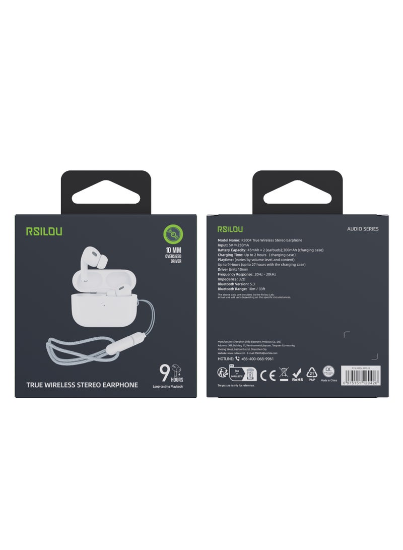rsilou R3004-001 AirPlus Lite TWS Bluaetooth Earbuds, Smart capacitive in-ear detection, high-safety steel button battery, longer-lasting, fast charging, master-level tuning for original sound, white  - Image 3