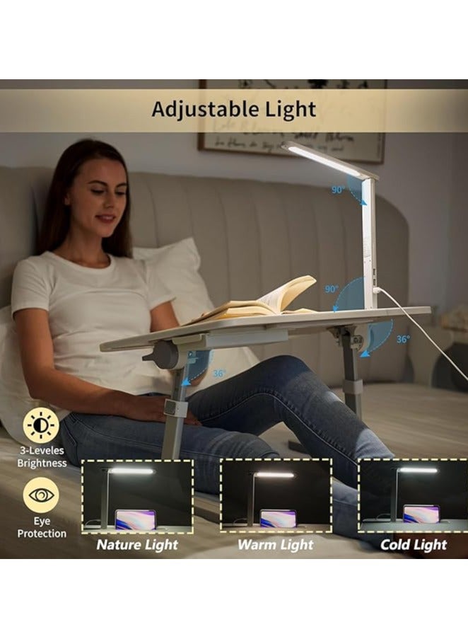 Green Tiger Laptop Bed Tray Desk with LED Desk Light,Large Portable Laptop Desk for Bed,Foldable Desk Bed Tray,Adjustable Laptop Table, Lap Desk for Writing and Reading with Storage Drawer - Image 4