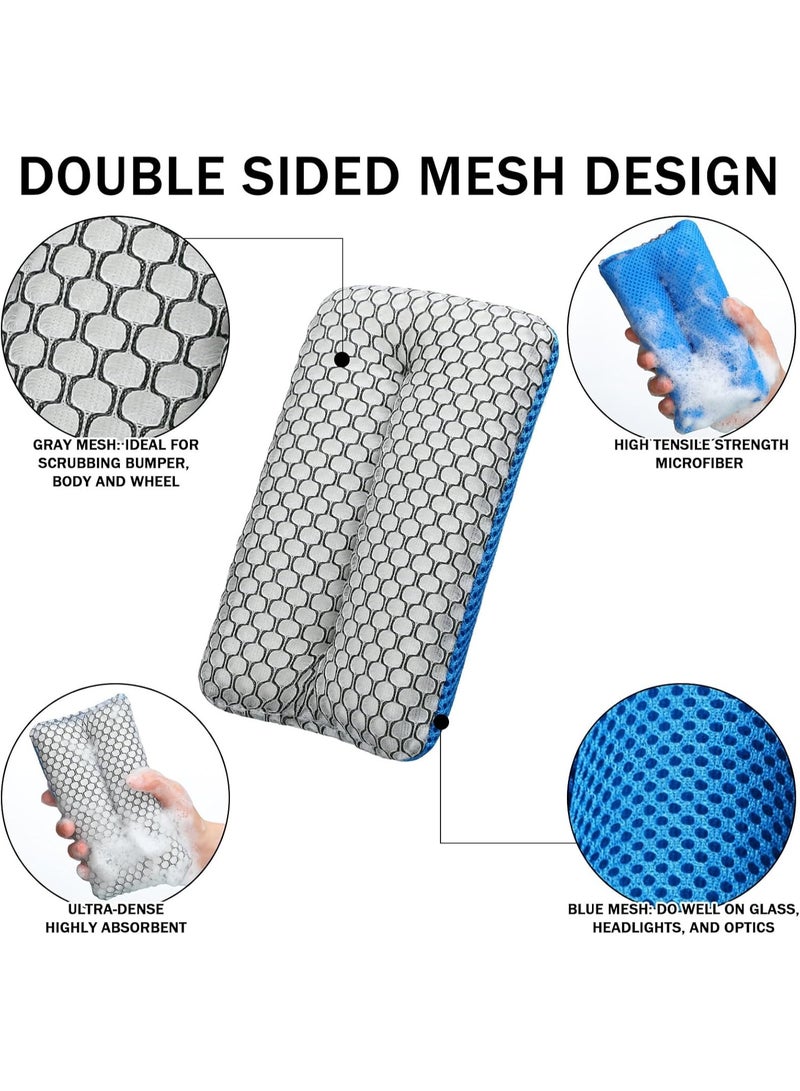 Two Sided Bug and Tar Sponge Microfiber Bug Scrubber Car Sponge for Washing Soft Mesh, Scratch Free for Car, Truck, SUV, RV, Boat, and Motorcycle (5 Pcs) - Image 3