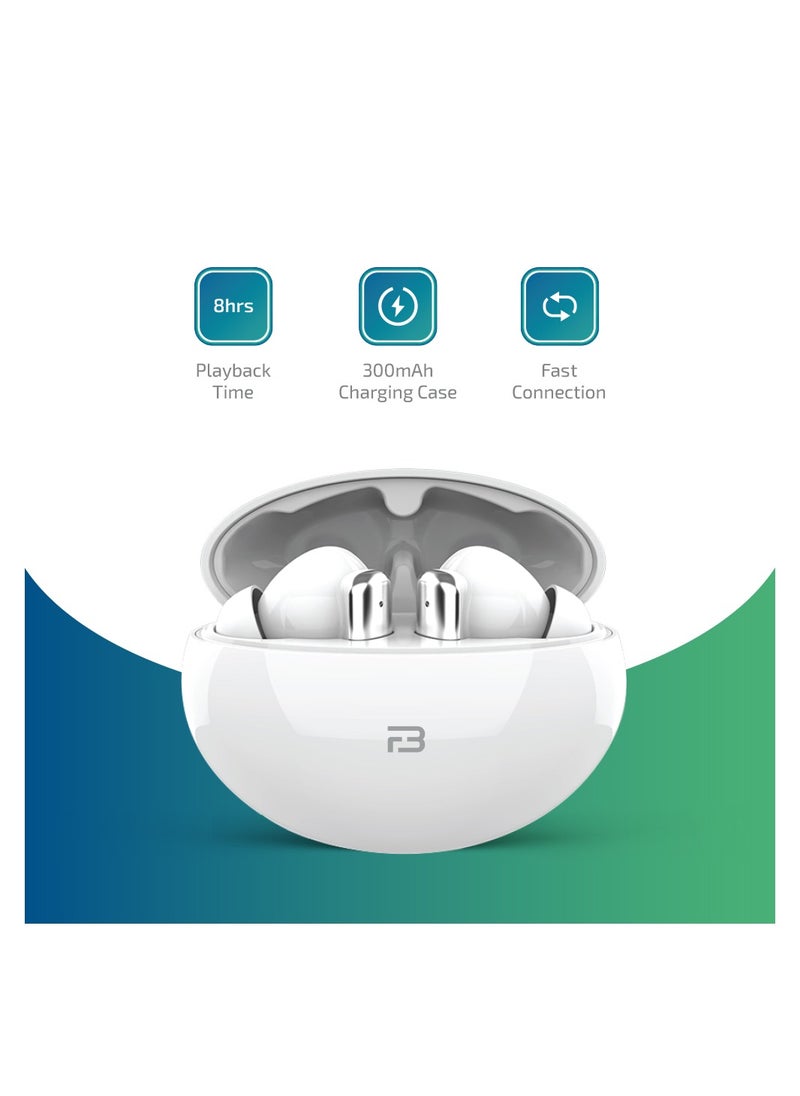 BRIZLER - Wireless Stereo Earbuds Bluetooth 5.3, Hand Free Call, Lightweight Comfort Fit Headphones, White - Image 1