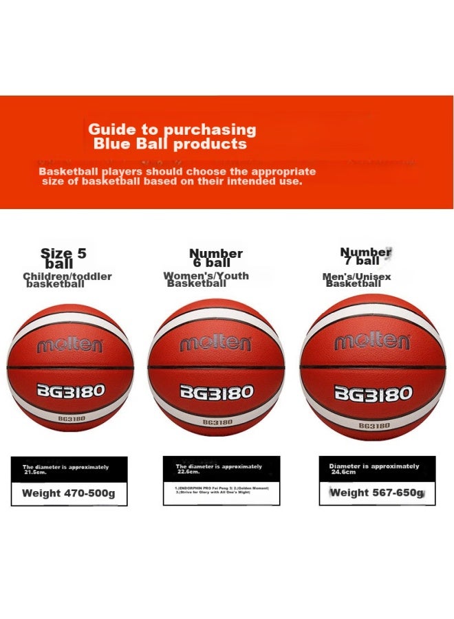 molten Molten Basketball Size 5 For Youth And Children, B5g3180, Indoor And Outdoor Use, Suitable For Competition And Training, Pu Material  - Image 1