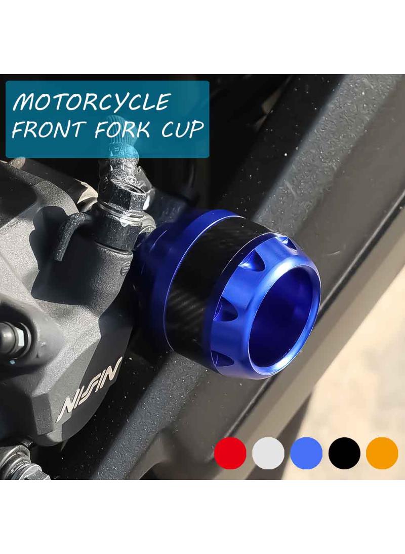 Generic Blue 2pcs Motorcycle Front Fork Cup Frame Slider Aluminum Alloy Protector Motorbike Scooter Shock Absorption Front Fork Cups  - Image 2