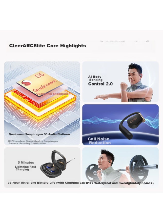 Cleer Arc 5 Lite Open-Ear Ai-Powered Dolby Sound Master Bluetooth Sport Earphones Gift Compatible With Huawei Apple Xiaomi Obsidian Black - Image 2