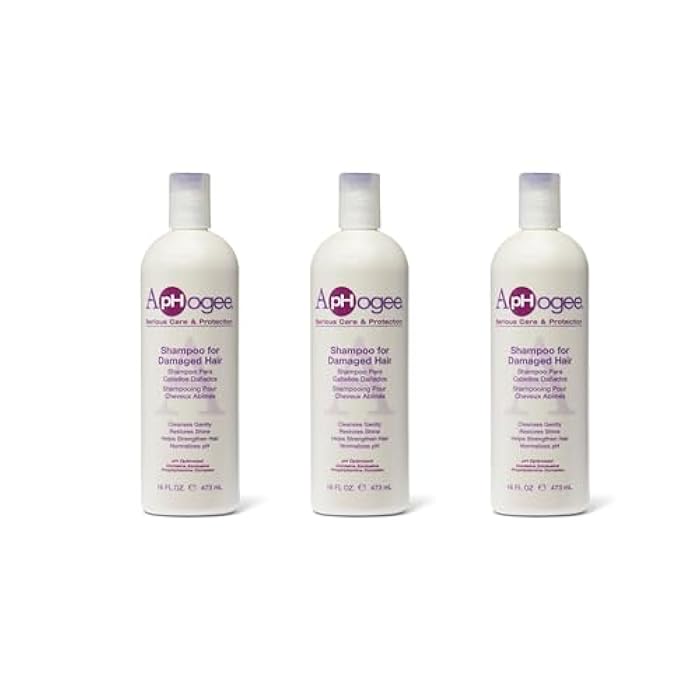 ApHogee Shampoo for Damaged Hair, 16 Fl Oz (Pack of 3)– Restores Strength, Shine, and Manageability - Image 1