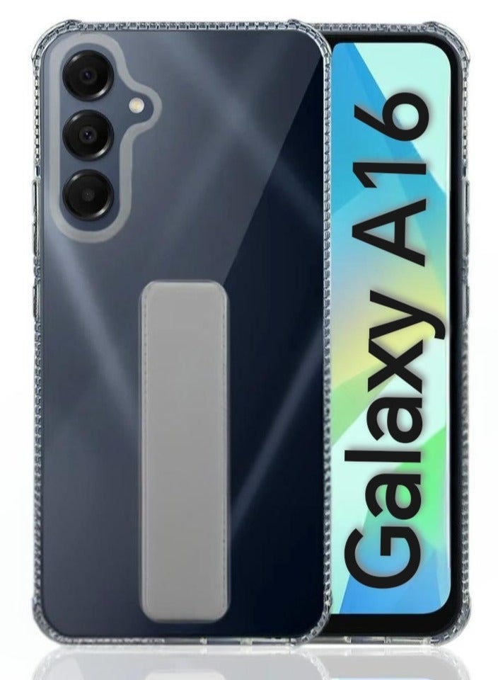 ARMOR Case Cover For Samsung Galaxy A16 With Magnetic Hand Grip 3 in 1 Clear / Grey - Image 1