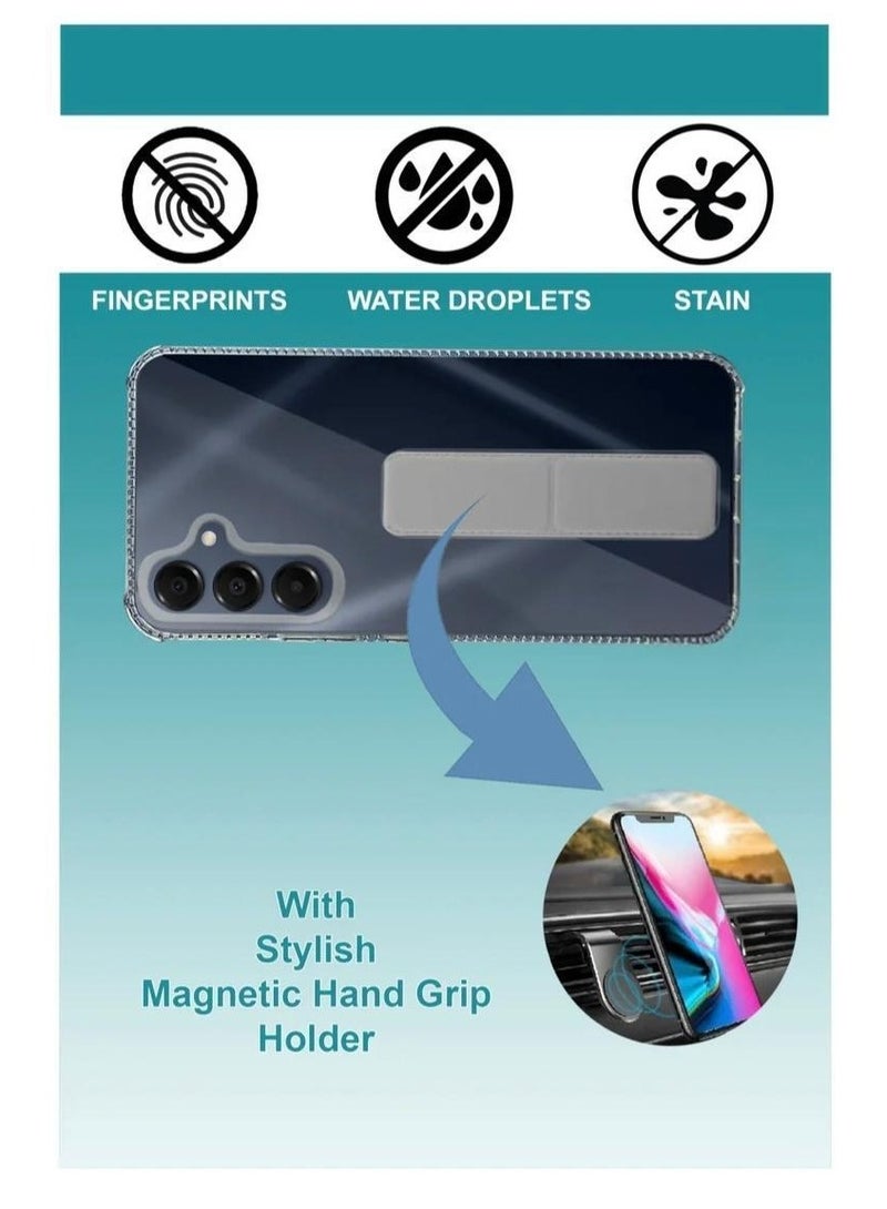 ARMOR Case Cover For Samsung Galaxy A16 With Magnetic Hand Grip 3 in 1 Clear / Grey - Image 3