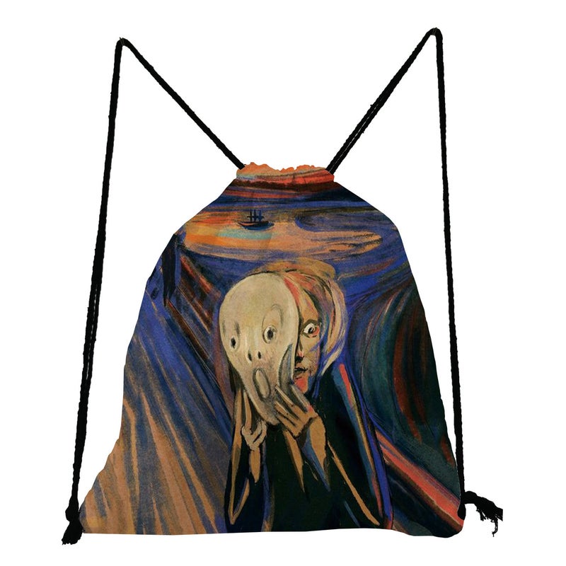 Oil Painting Printing Storage Bag Multi-Functional Campus Student Shoulder Bag Outdoor Travel Bundle Pocket - Image 2
