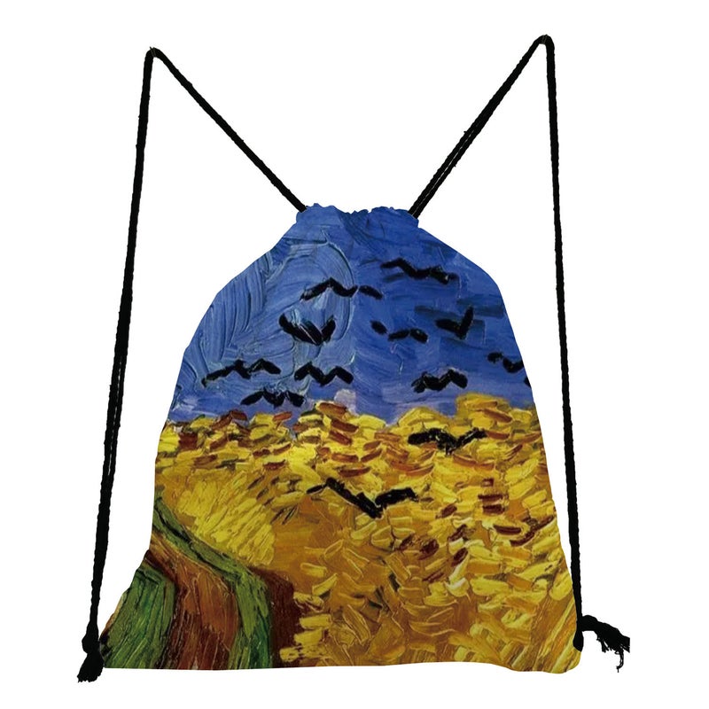 Oil Painting Printing Storage Bag Multi-Functional Campus Student Shoulder Bag Outdoor Travel Bundle Pocket - Image 1