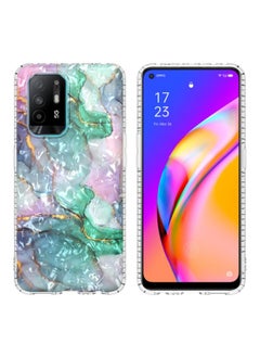 HuHa Case Cover For OPPO A94 4G / F19 Pro / Reno5 F / Reno5 Lite 2.0mm Airbag Shockproof TPU Phone Case Ink Green Marble 