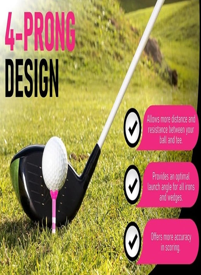 Zario Plastic Golf Tees 50 Pack, Long 3 1/4 Inch & Short 1 1/2 Inch, Near Unbeakable, for Men & Women - (Pink) - Image 4