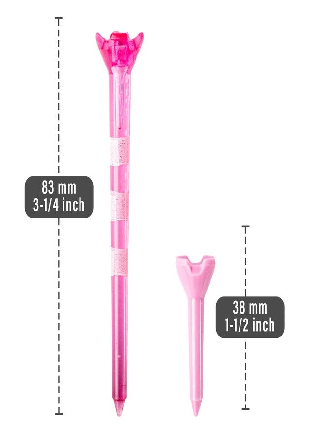 Zario Plastic Golf Tees 50 Pack, Long 3 1/4 Inch & Short 1 1/2 Inch, Near Unbeakable, for Men & Women - (Pink) - Image 3