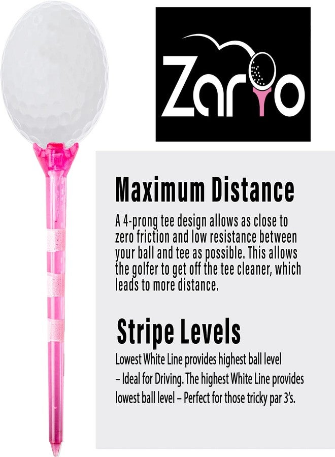 Zario Plastic Golf Tees 50 Pack, Long 3 1/4 Inch & Short 1 1/2 Inch, Near Unbeakable, for Men & Women - (Pink) - Image 2