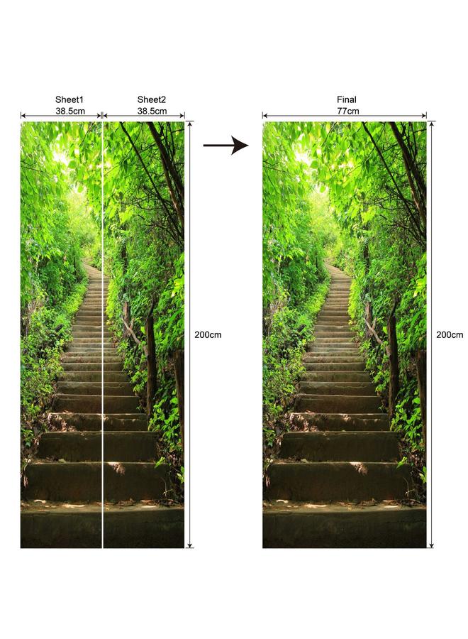 Bluejw Foreign Trade Goods 77/90cm Landscape Decoration Simulation Door Stickers Bedroom Living Room Door Renovation Pvc Wall Stickers A Generation Of Hair - Image 1